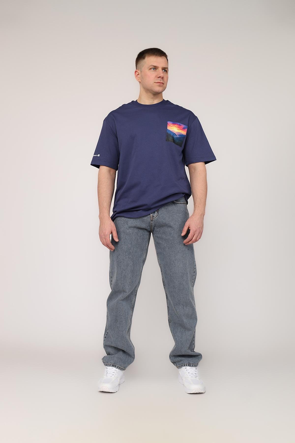 Футболка мужская ЦБ-00272017 с коротким рукавом р. 46 Синий (SKT001050305)