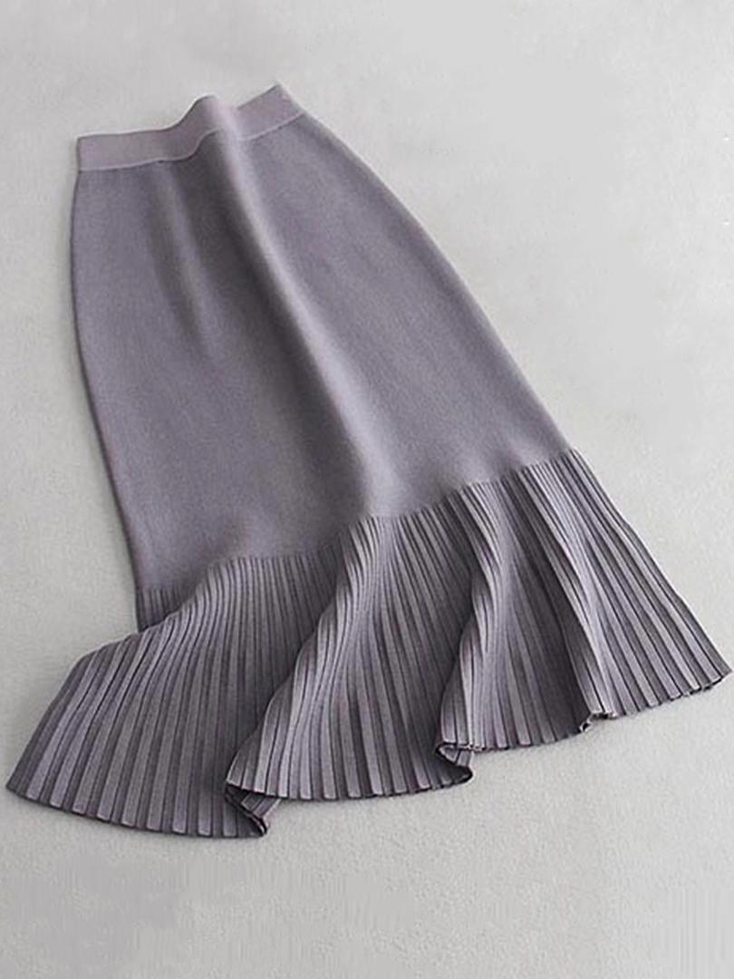 Юбка годе миди трикотажная Forza Viva MW-KS-1978V-2 р. 44 Серый (17852332) - фото 3