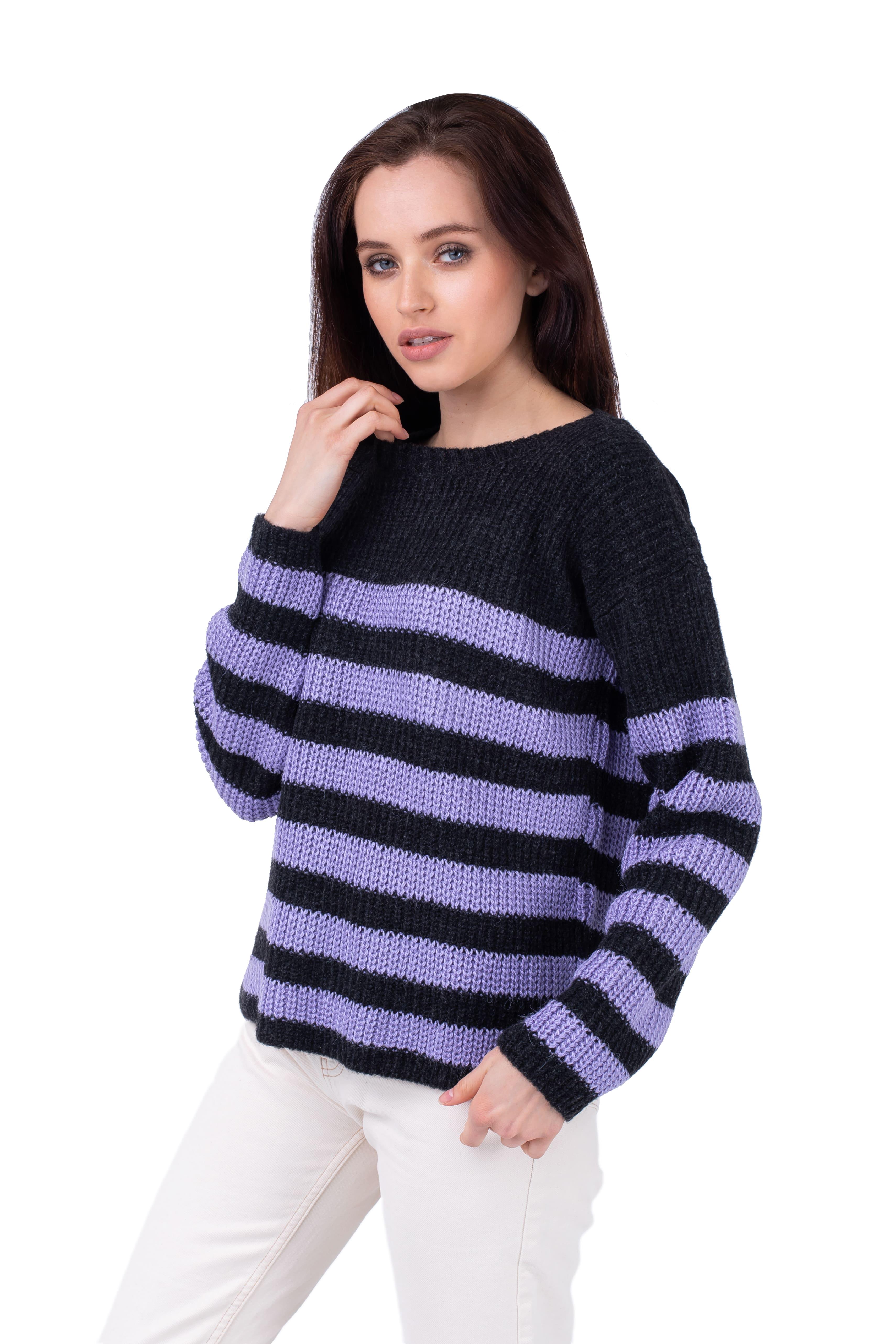 Джемпер женский Bakhur в полоску XS-M Антрацит/Крокус (3219) - фото 3