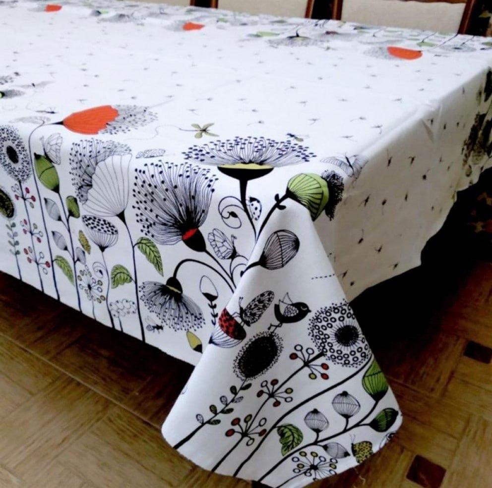 Скатерть для кухни Прованс Цветы из льна 150x220 см (Е05011В-3)