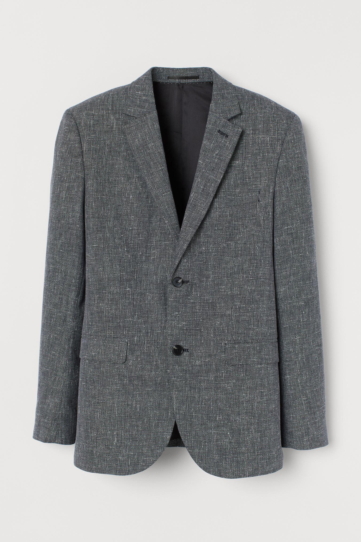 Пиджак льняной H&M 48 Серый меланж (1011771621)