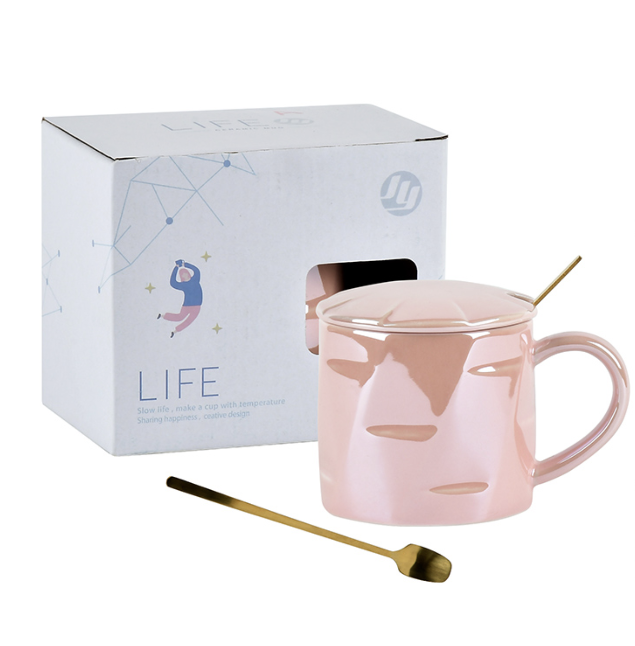 Чашка с крышкой и ложкой Colored 380 мл (R32280)