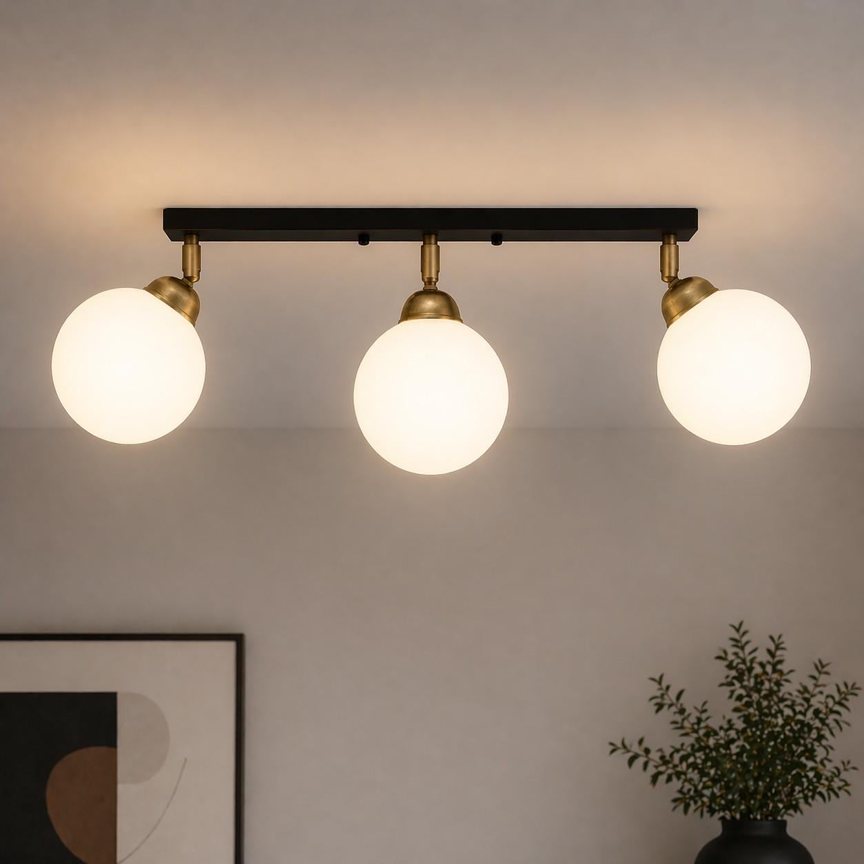 Потолочный светильник MSK ELECTRIC Luna с поворотными механизмами под три лампы E27 Черный (PL 20261-3 BK)