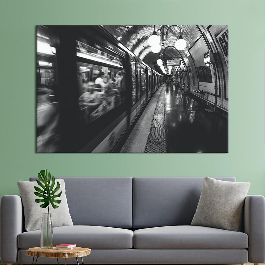 Картина город Поезд метро 120x80 см (A728-1)