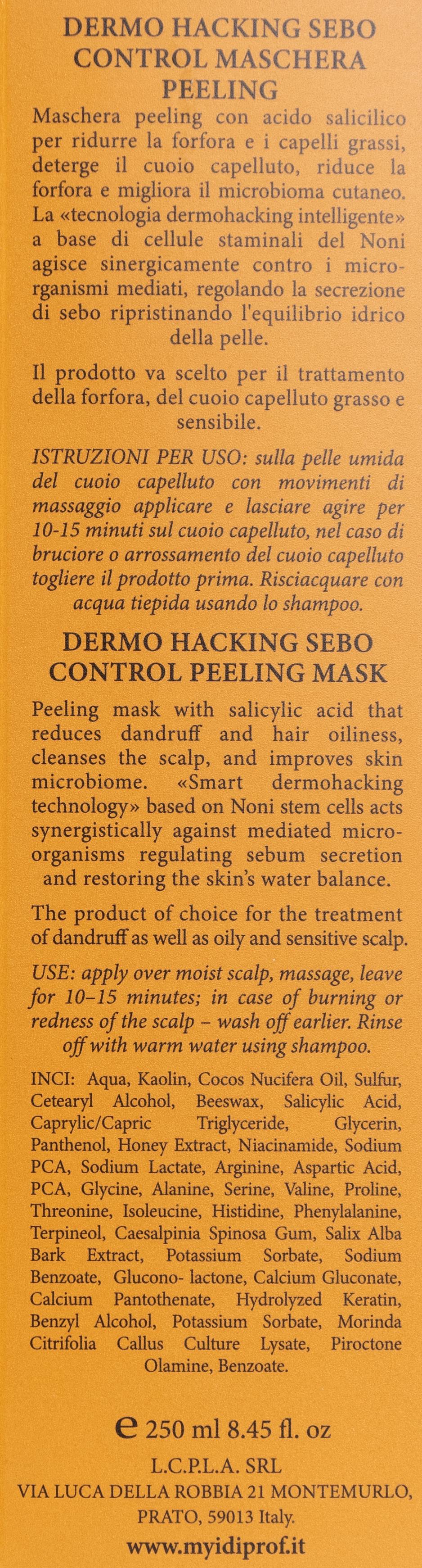 Пілінг-маска з саліциловою кислотою для шкіри голови MyIDi Dermo Hacking Sebo Control Peeling Mask 250 мл (8034063460947) - фото 3