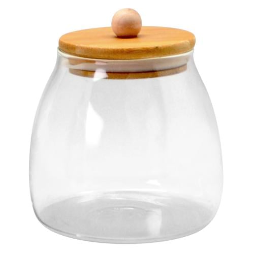 Банка стеклянная с бамбуковой крышкой Stenson TD00978-0,8 для сыпучих 800 мл 11,5х12 см (551533)