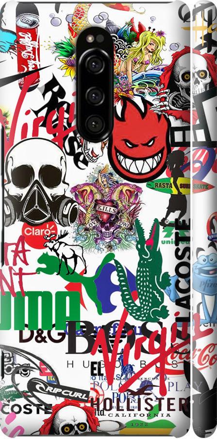 Чехол на Sony Xperia XZ4 Many different logos (4022m-1623-42517) Чехол на Sony Xperia XZ4 Many different logos (4022m-1623-42517)