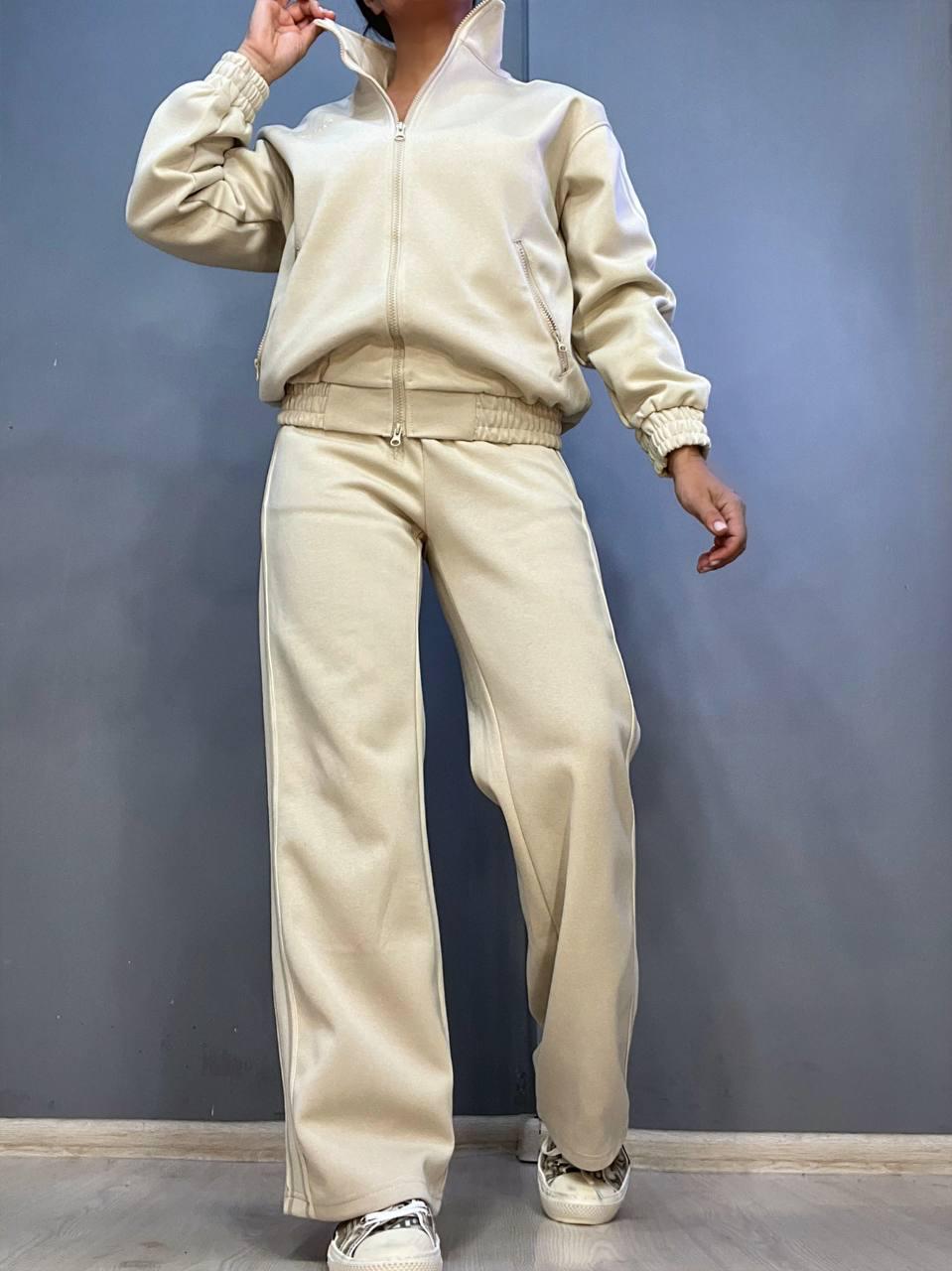 Костюм жіночий A-N 2738 світшот та брюки з лампасом M Бежевий (2688)