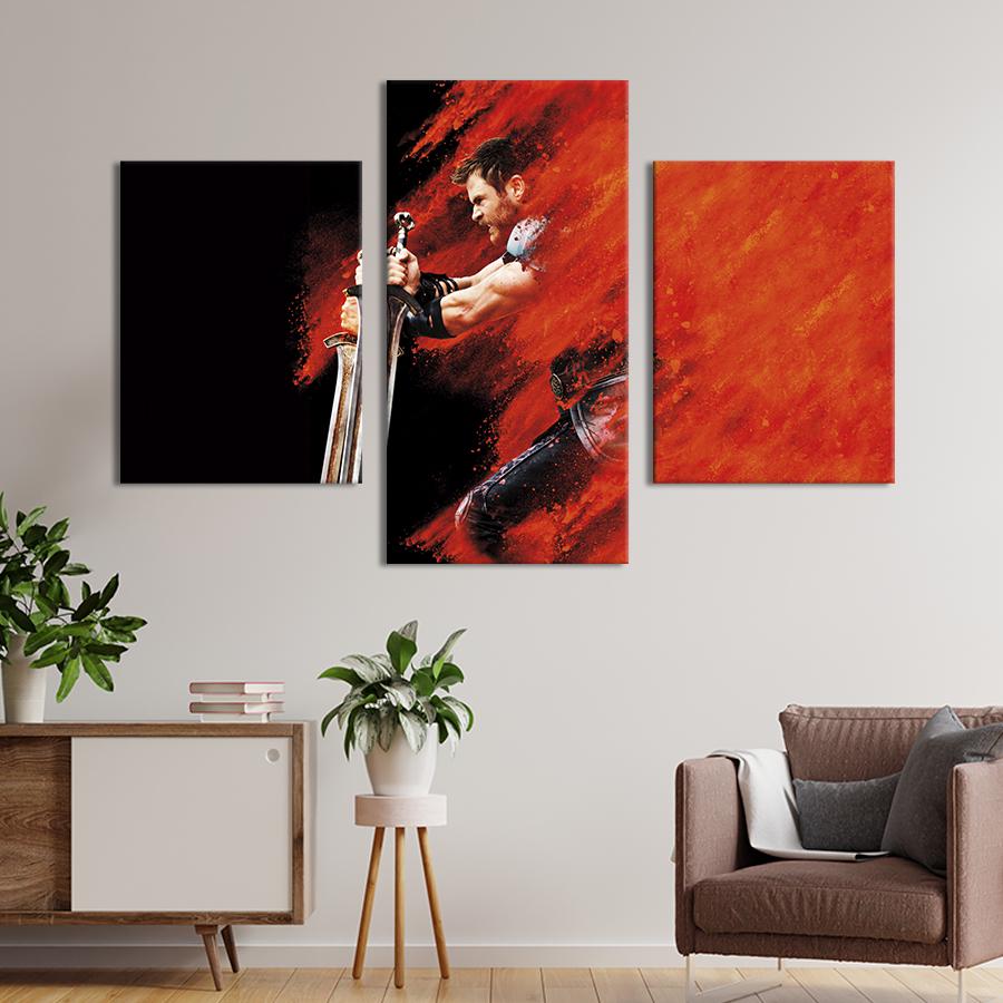 Картина на холсте триптих Тор Одинсон 66x40 см (1444-32)