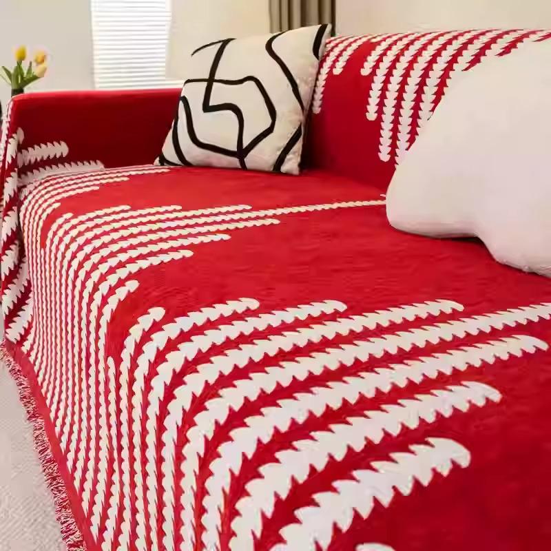 Плед покривало на диван та ліжко для м'яких меблів стиль бохо в смужку 180х230 см Червоний - фото 2 Плед покривало на диван та ліжко для м'яких меблів стиль бохо в смужку 180х230 см Червоний - фото 2
