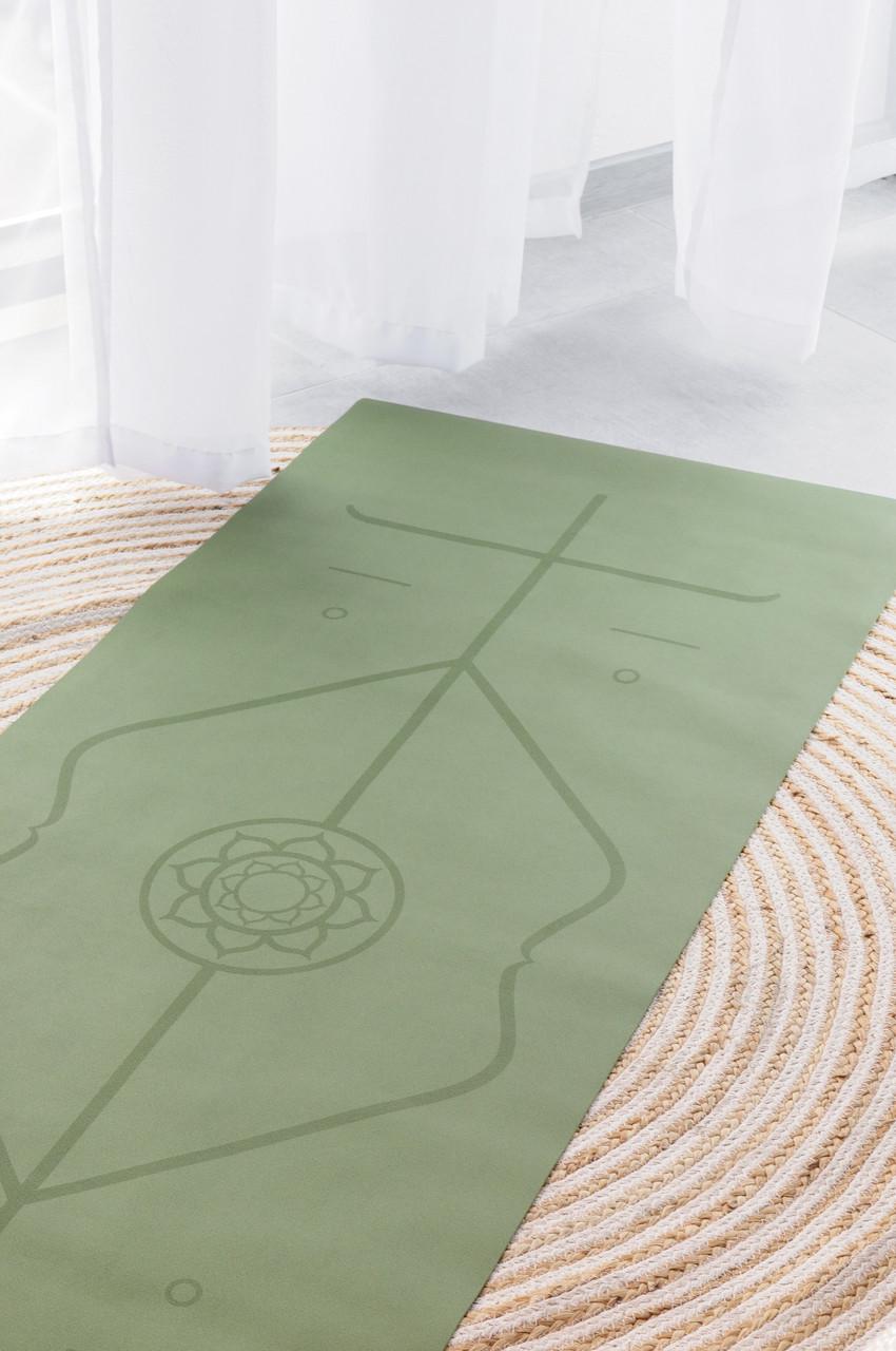 Коврик для йоги каучуковый Lita Pro PU/coconut Marking Yoga mat Зеленый 183х68х0,5 см (40-02-1) - фото 6