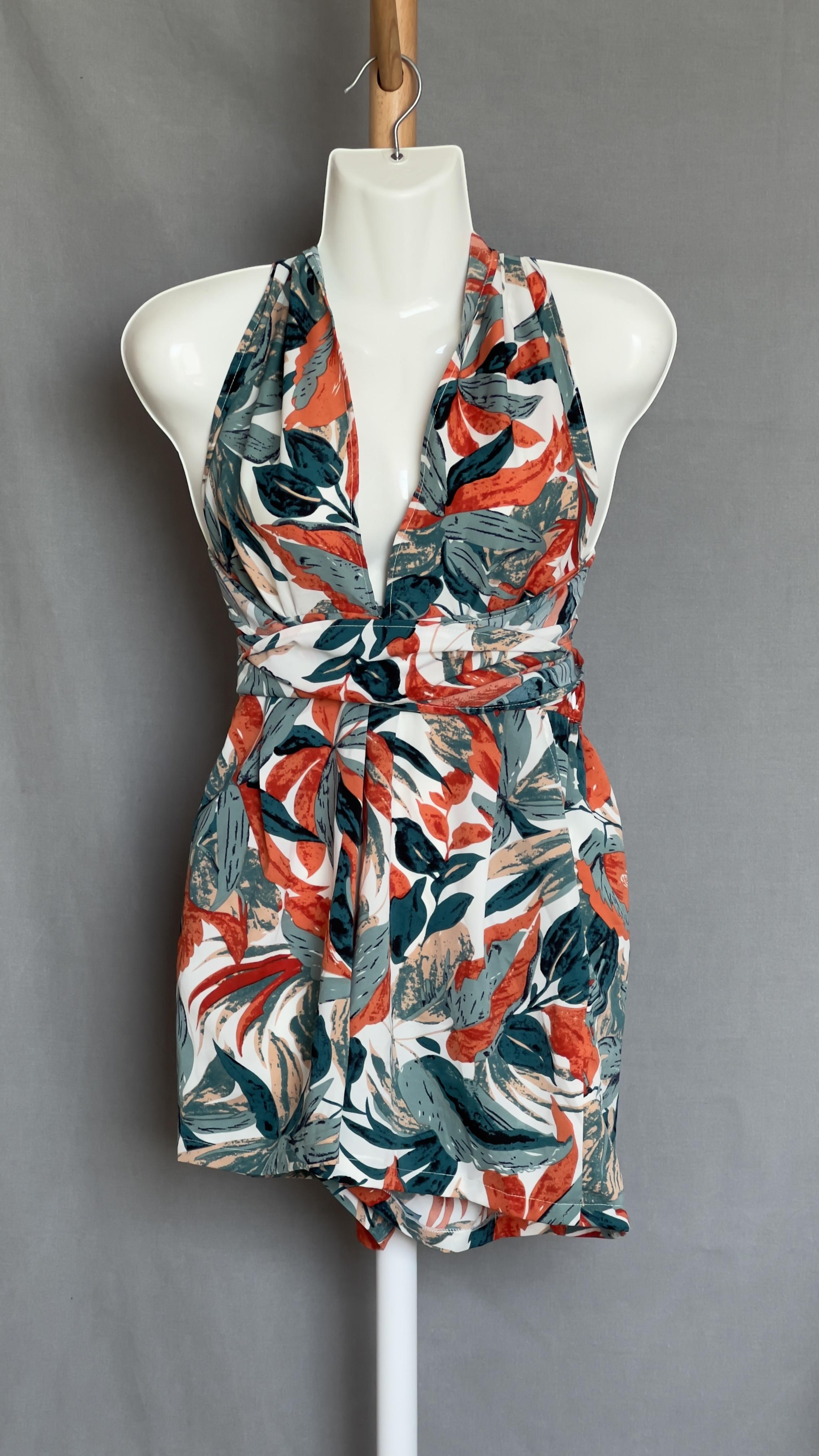 Комбінезон з тропічним принтом на зав'язці S/M (2389936)