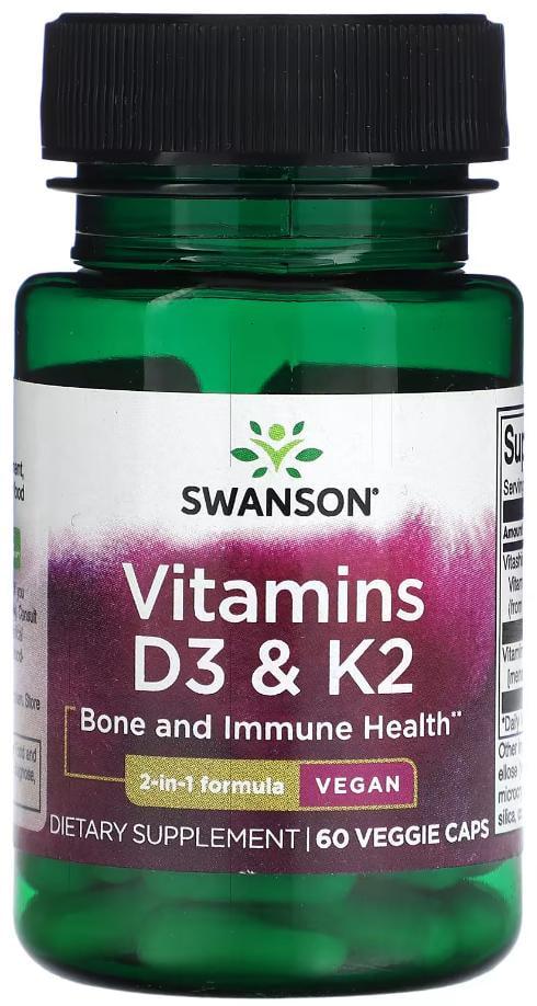 Витамин Д3 и К2 МК-7 Swanson Vitamins D3 K2 2000 МЕ 75 мкг 60 капсул Витамин Д3 и К2 МК-7 Swanson Vitamins D3 K2 2000 МЕ 75 мкг 60 капсул