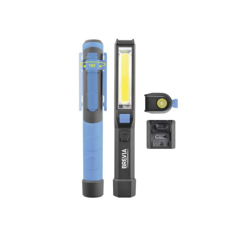 Фонарь для СТО для рыбалки светодиодный Brevia Pen Light 2W COB+1W LED 150lm 900mAh (11220)