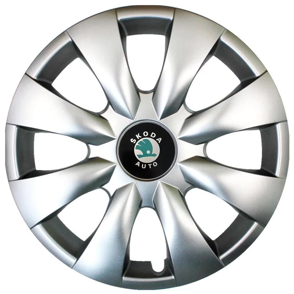 Колпаки автомобильные R15 Skoda Зеленый 316 SJS 4 шт. Серебристый