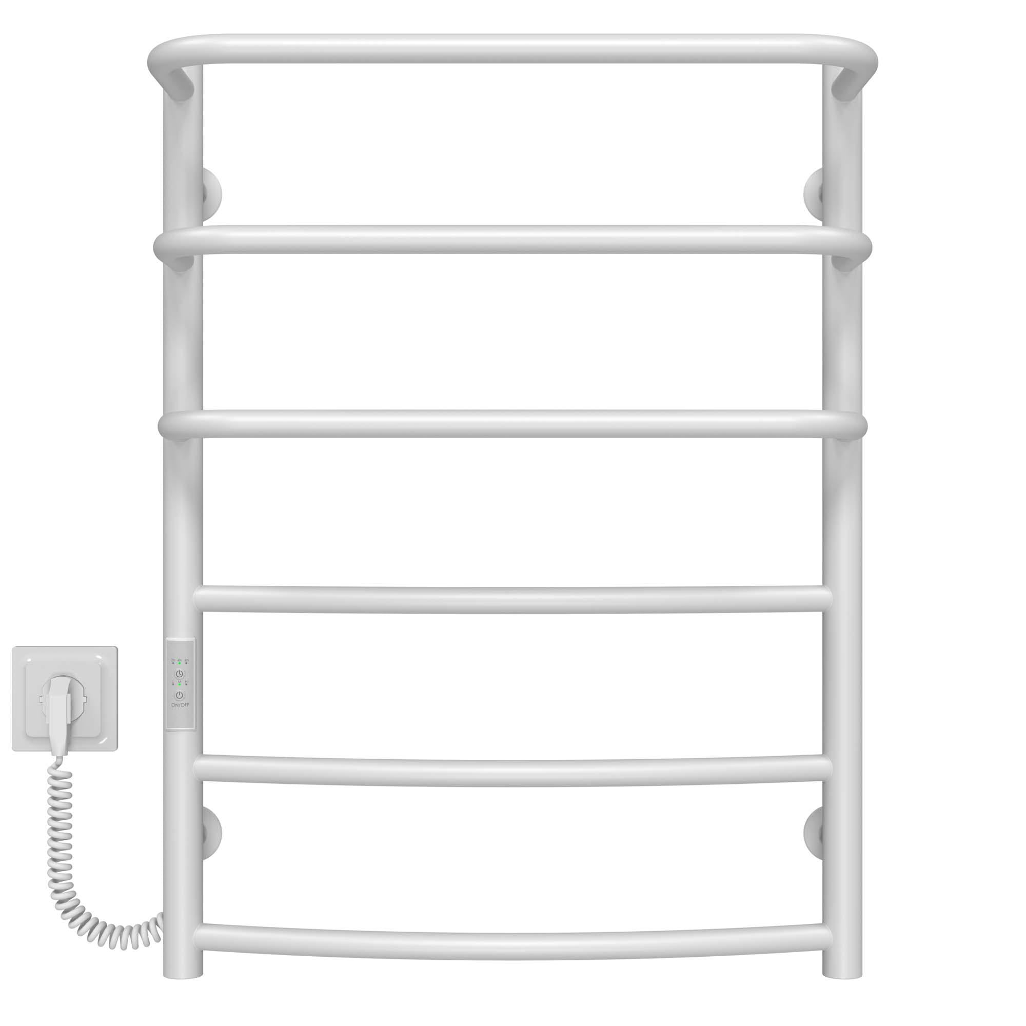 Полотенцесушитель электрический Deffi Каскад Дуга П6 WD03 левое подключение нержавеющая сталь 500x700 мм Белый (C.KD.70.50.6.EWL3)