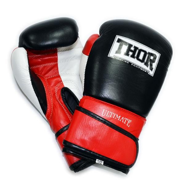 Перчатки боксерские Thor ULTIMATE 14oz Кожа Бело-черно-красный