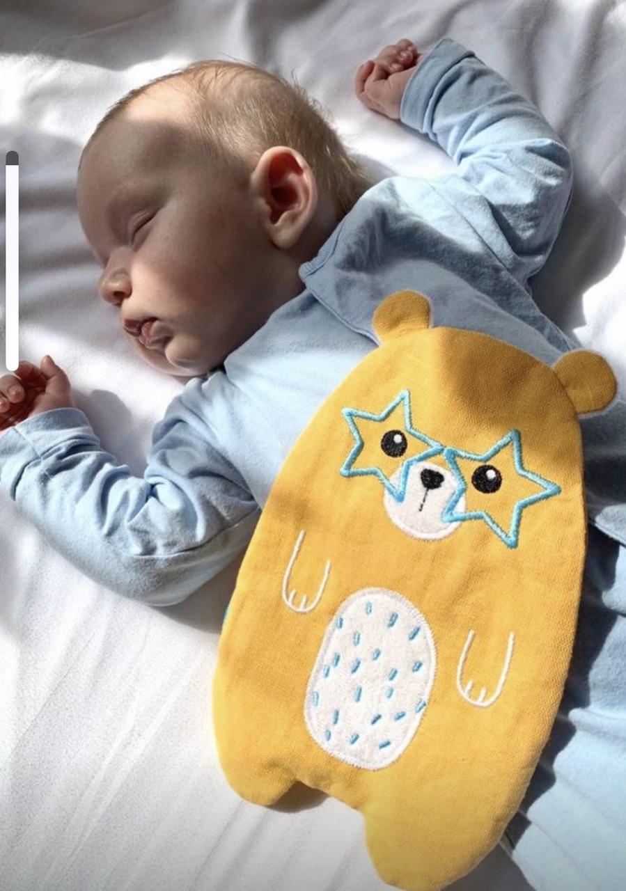 Игрушка-грелка Мишка от колик с вишневыми косточками 3в1 Желтый (1643634595) - фото 2