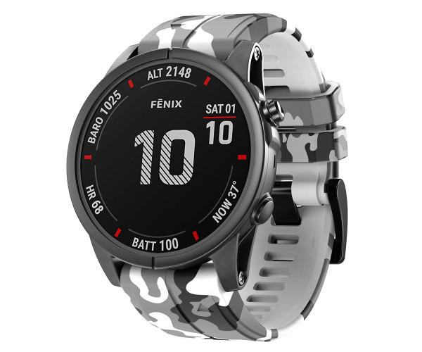 Ремешок для смарт-часов Silicone Army для Garmin Fenix 7/6/6 Pro/Instinct 2/Solar 22 мм Серый с белым