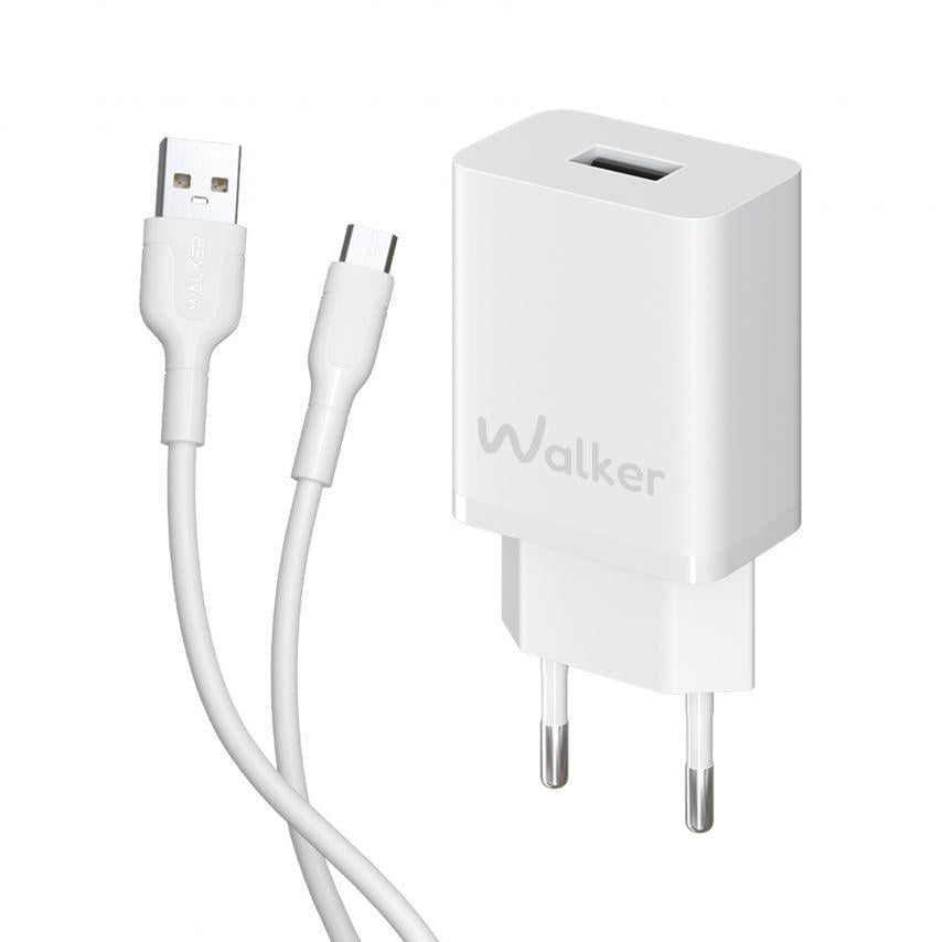 Сетевое зарядное устройство для Walker 2в1 WH-26 1USB/2.4A и Data Cable USB to Micro White