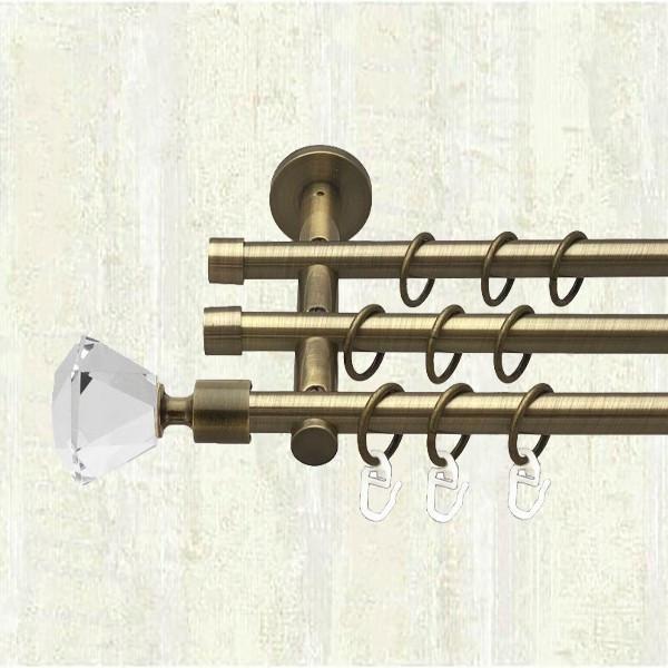 Карниз для штор Orvit Спектралия трехрядный 16/16/16 мм цилиндр 300 см Антик (000-6421)