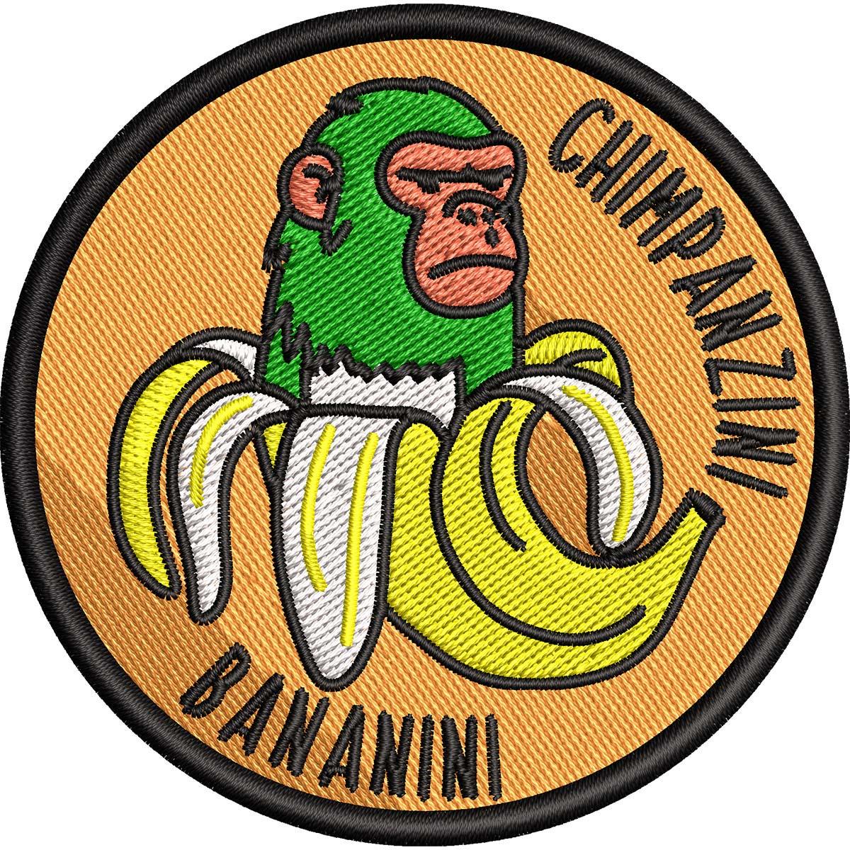 Нашивка патч мем Шимпанзини Бананини AI Brainrot Animals meme на клеевой основе 8x8 см (50180396)