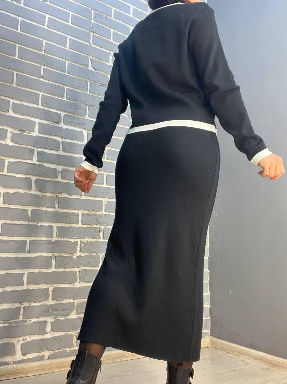 Костюм женский De Red 3167 кадиган с юбкой вязаный OS Черный (3137) - фото 4 Костюм женский De Red 3167 кадиган с юбкой вязаный OS Черный (3137) - фото 4