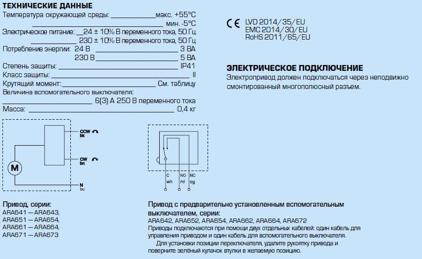 Електропривід ARA661230В 120 сек 6Нм 2 точки ESBE (12101300) - фото 3