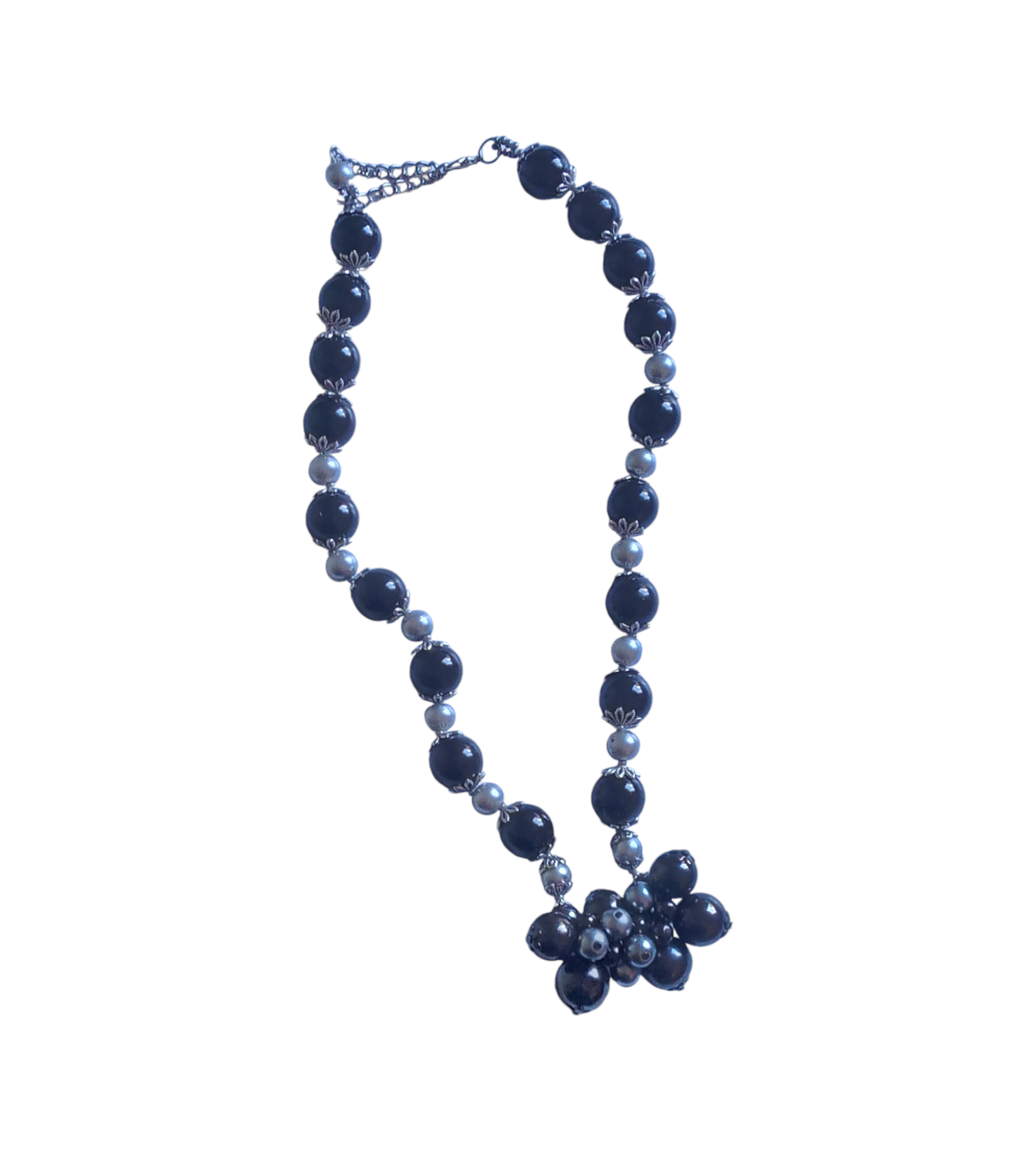 Бусы Мадам ручной работа 43 см Черно-серебряный (21616974)