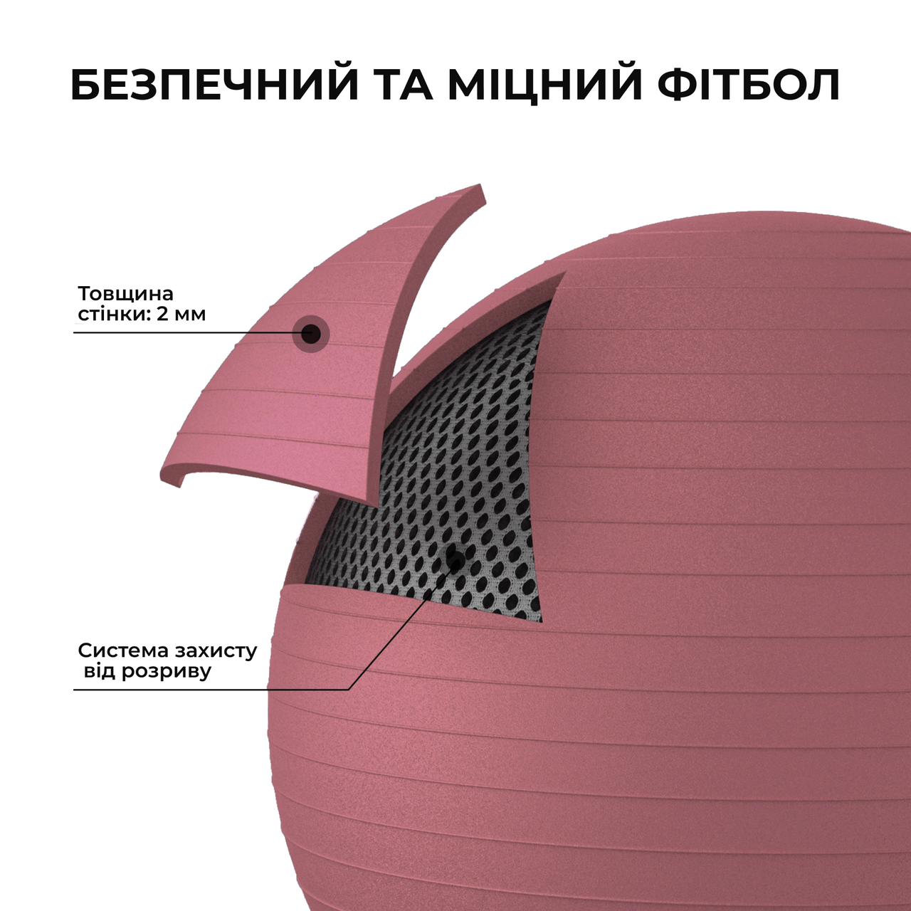 Фитбол WCG Anti-Burst с насосом 55 см до 250 кг Пастельно-розовый - фото 7