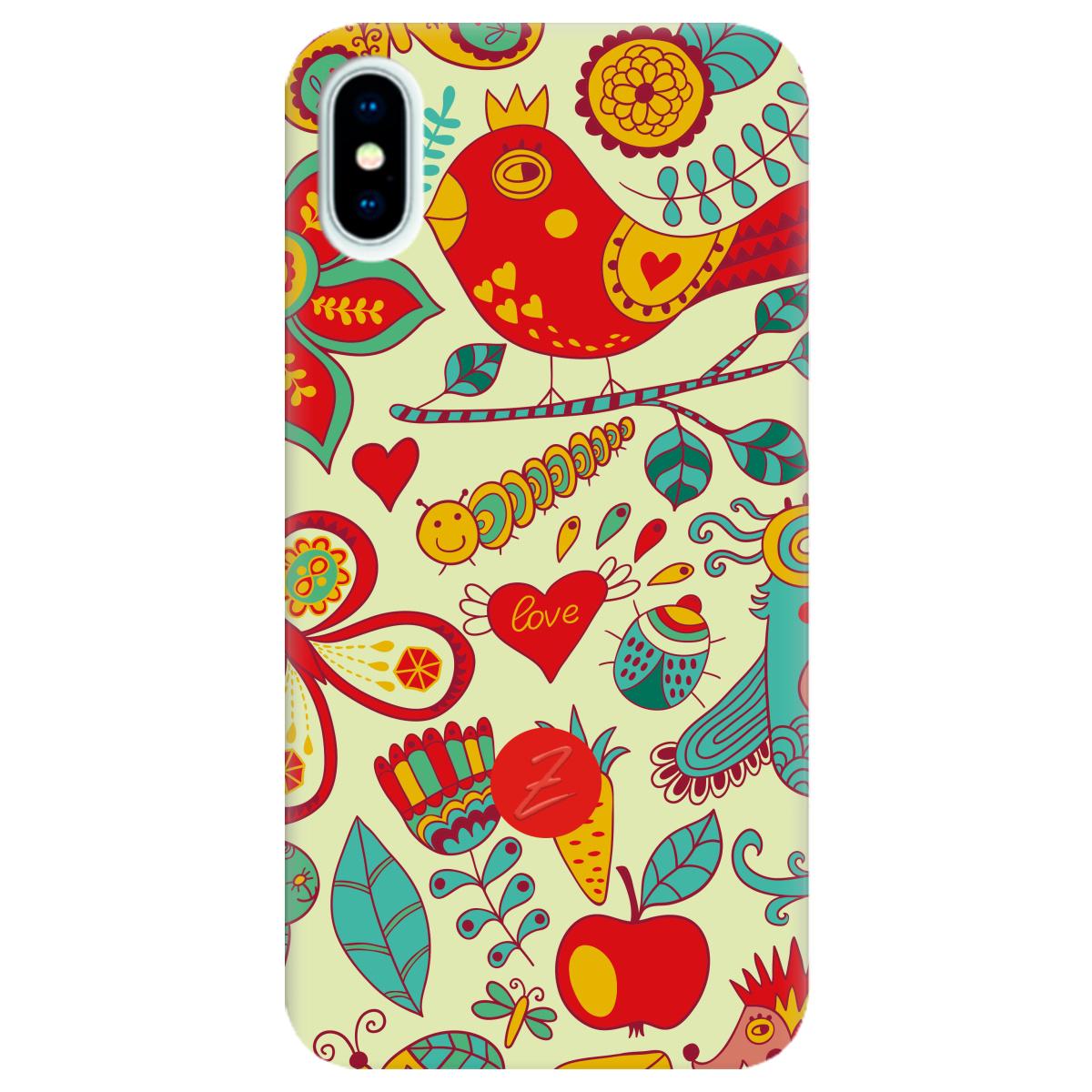 Силиконовый чехол Zorrov для Apple iPhone X - Birds (10290050153033495)