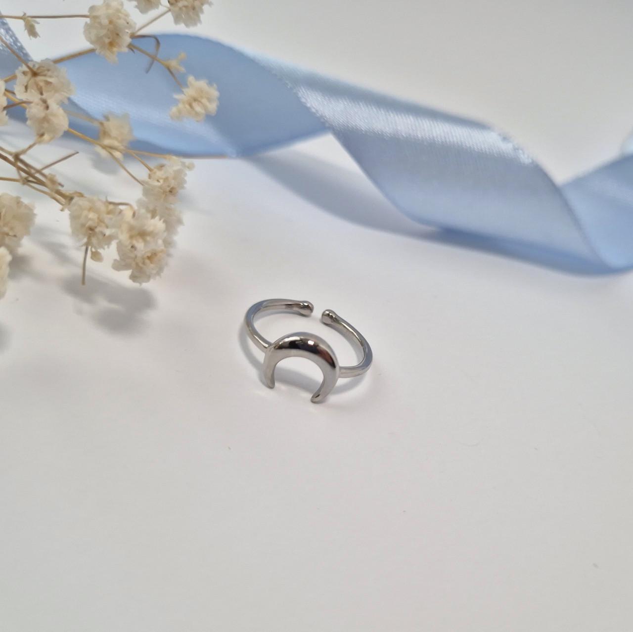 Кольцо без камней луна серебро 925 пробы родированное 1,49 г р. 16 (вс240р)