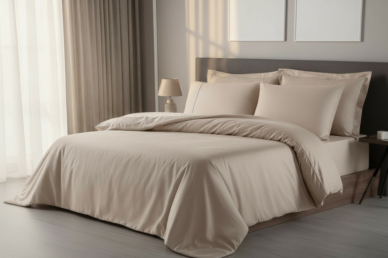 Комплект постільної білизни Maison D'or Solenne beige тенсел євро (2000022283348)