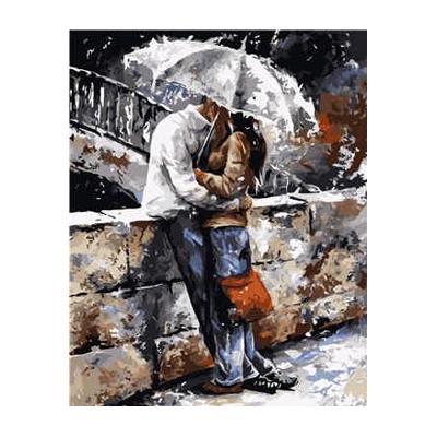 Набор для росписи по номерам Strateg Поцелуй под зонтами 40х50 см (VA-1589-mt)