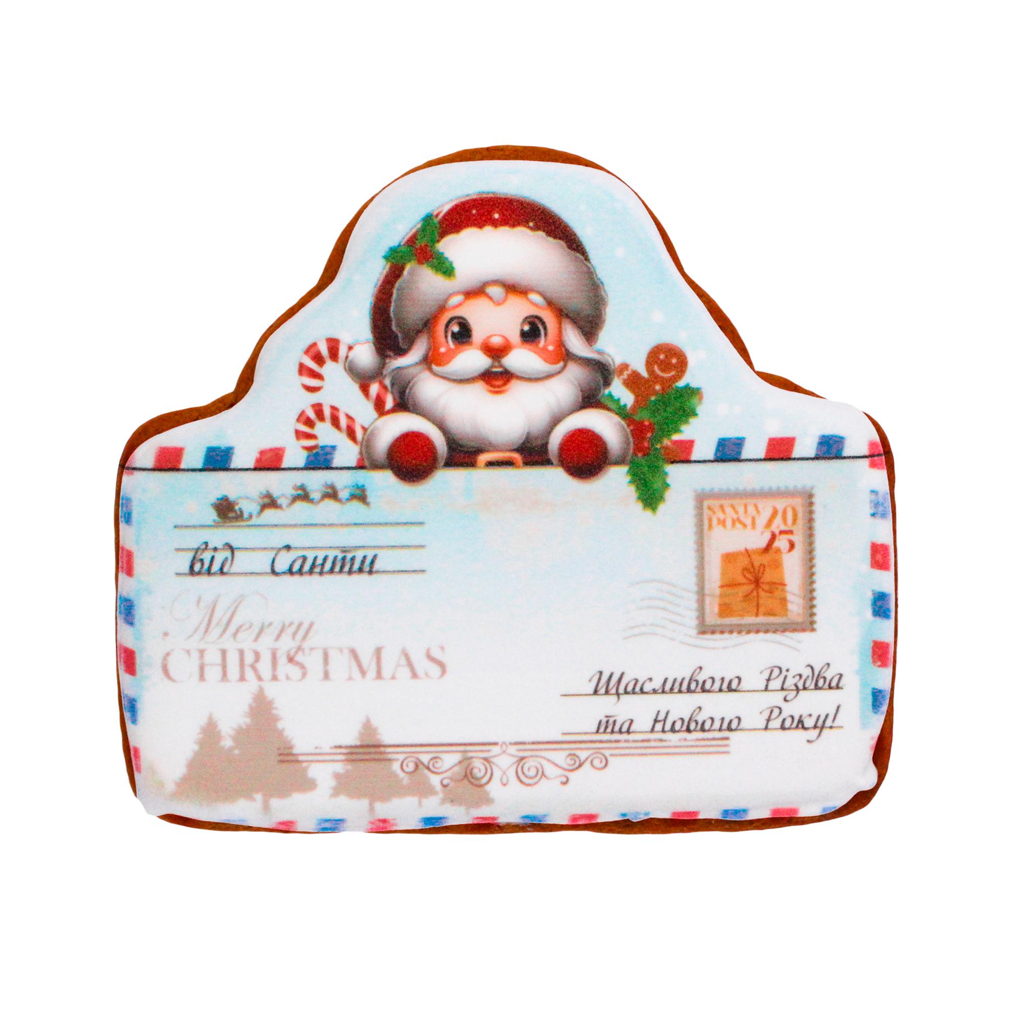 Пряник с принтом Крафт Печиво Новый год Открытка фигурная Санта-Клаус 85 г