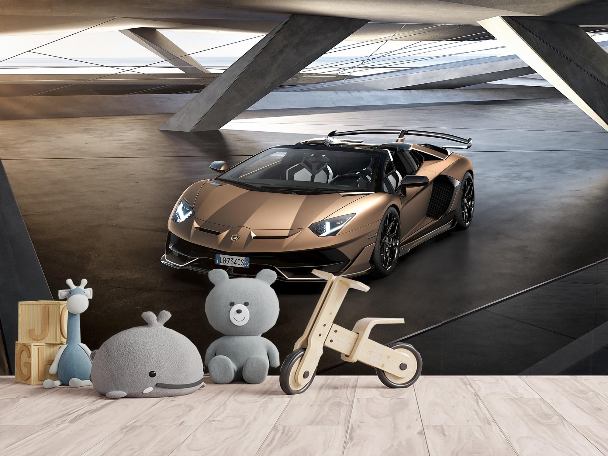 Фотообои флизелиновые 3д Lamborghini Aventador Gold 120х180 см (S5CAR-018/2)