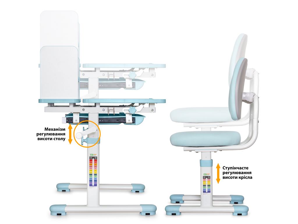 Парта дитяча шкільна зі стільцем ErgoKids BD-24 Блакитний (11299218) - фото 4