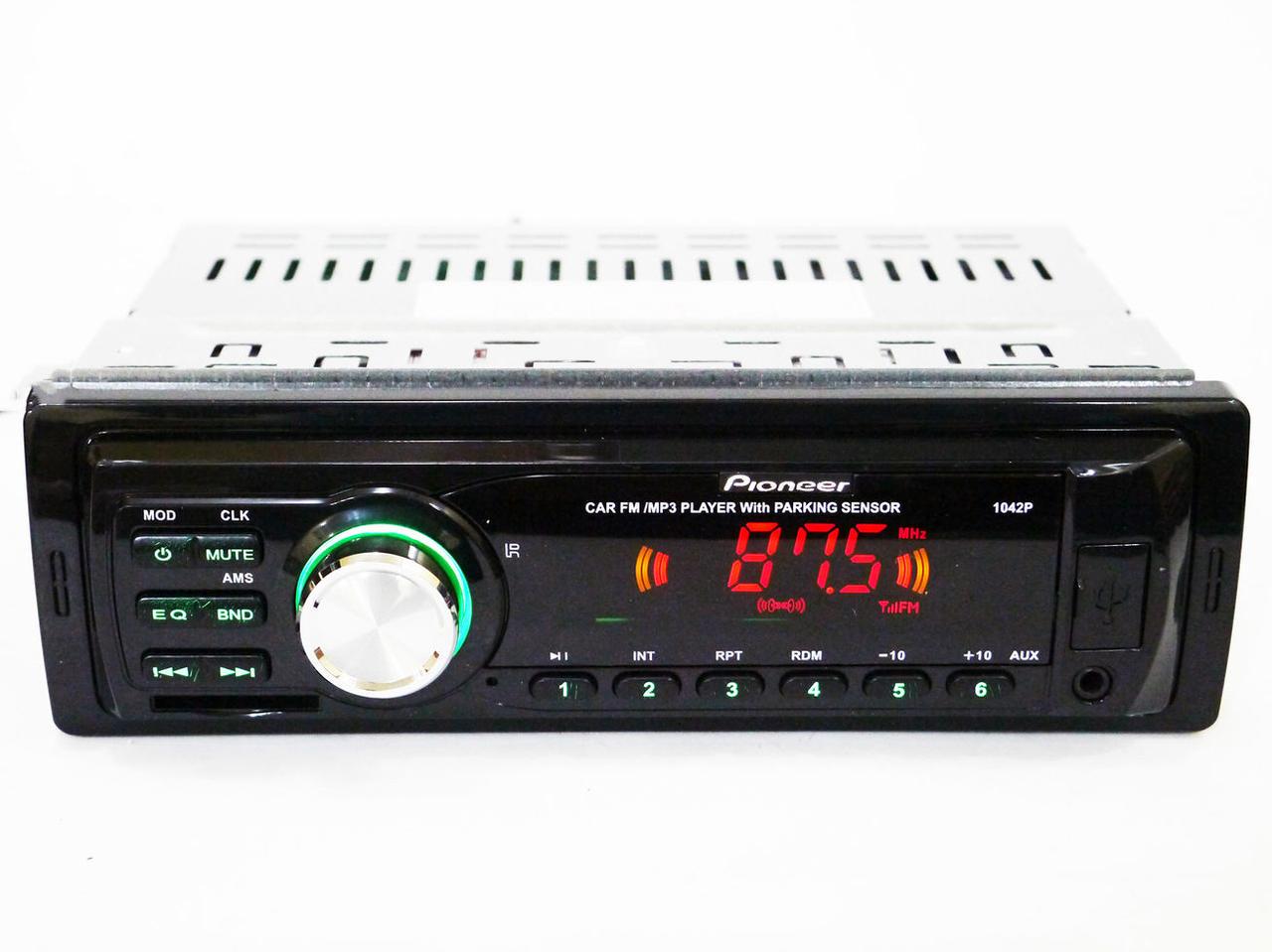 Автомагнитола Pioneer 1042 USB/microSD/FM/AUX + парктроник с пультом ДУ 4x50 Вт