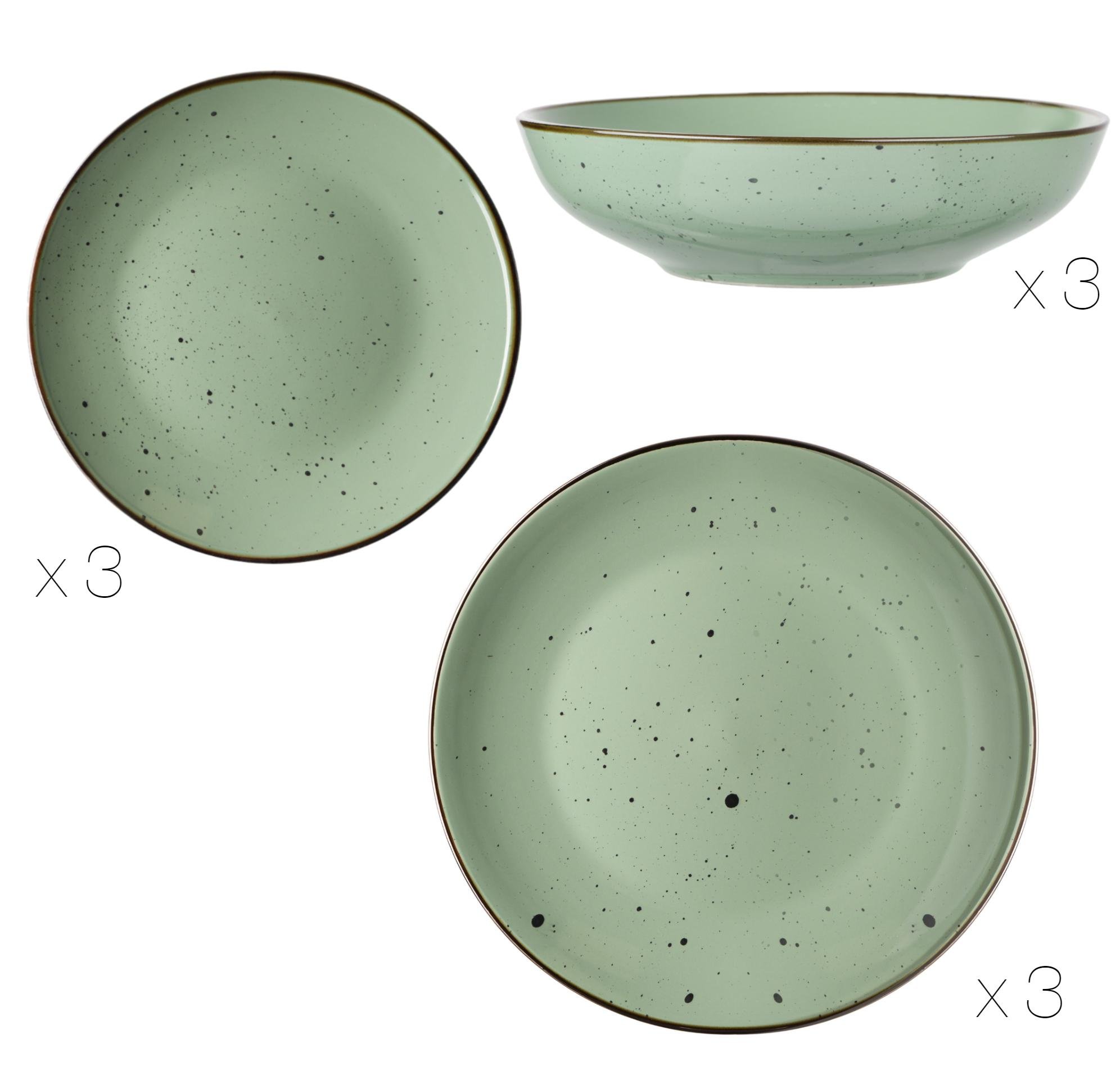 Сервіз столового посуду Ardesto Bagheria 9 пр. кам'яна кераміка Зелений - фото 3