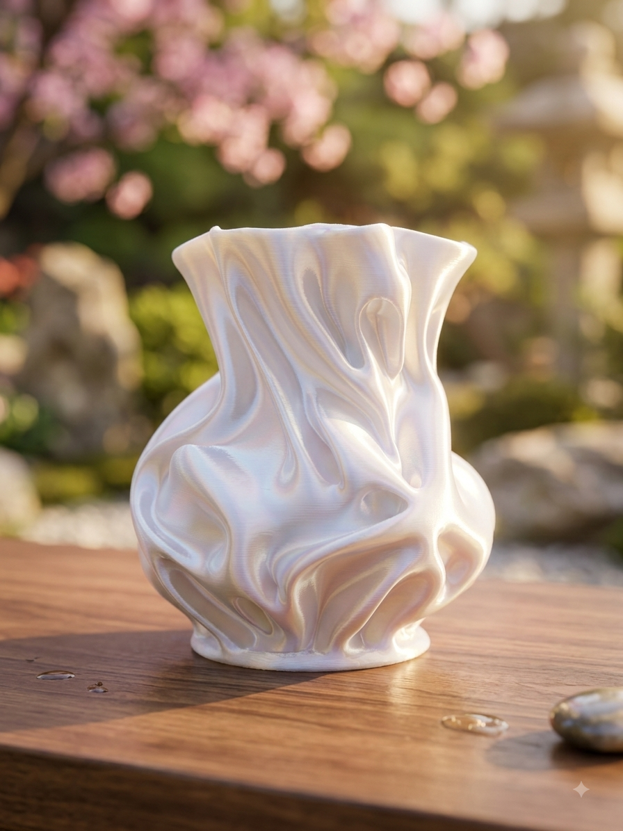 Ваза дизайнерская Melted Silk шелковый перламутр