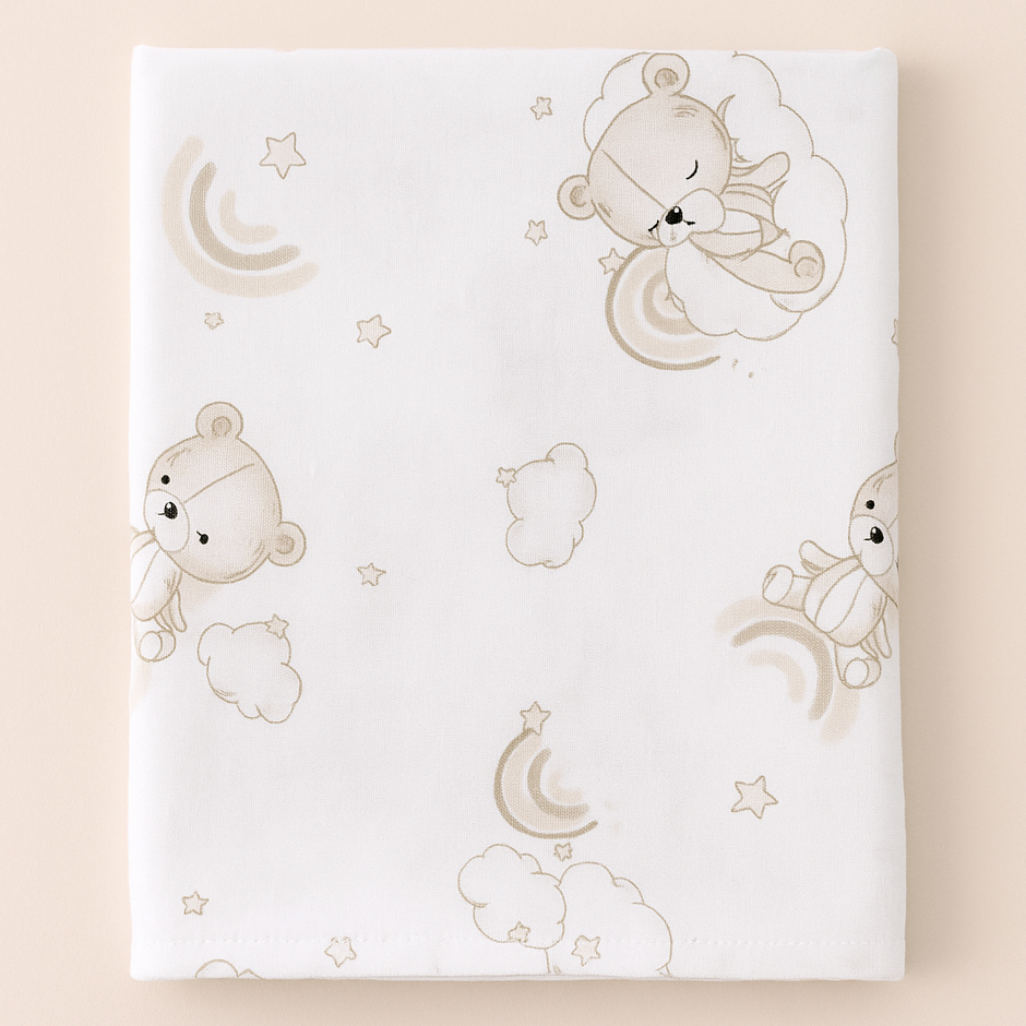 Пеленка детская BST Мишки 110х100 см Бежевый/Белый (2789685307)