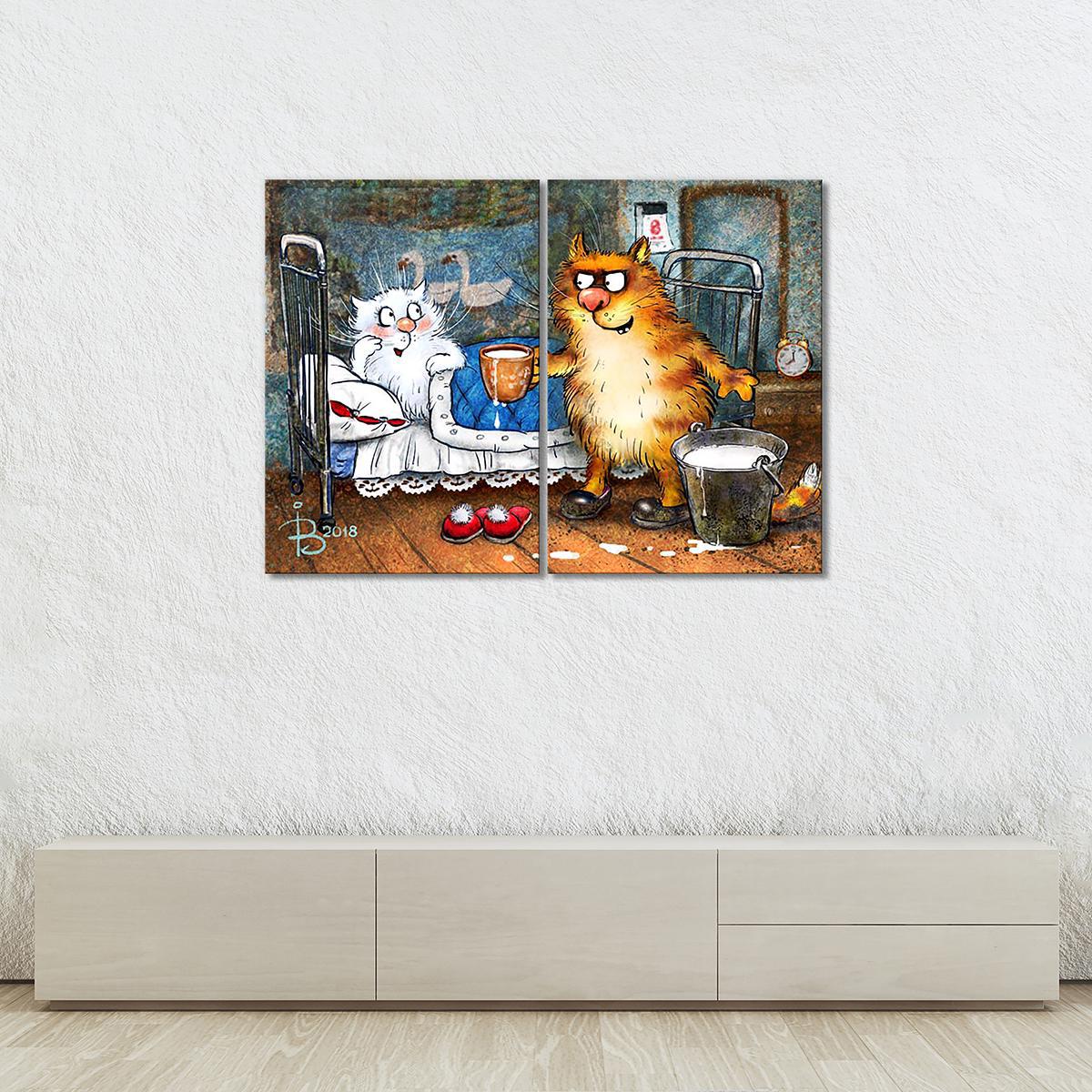 Модульная картина Молочко в постель 2 модуля 70x105 см