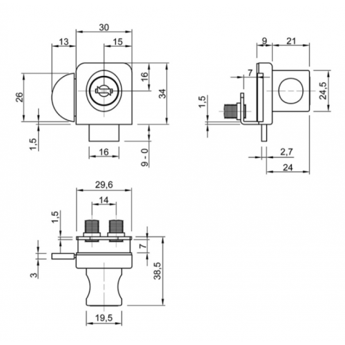 Замок накладной Muller для 2 стекол на толщину стекла 4-7 мм Хром (714294) - фото 3