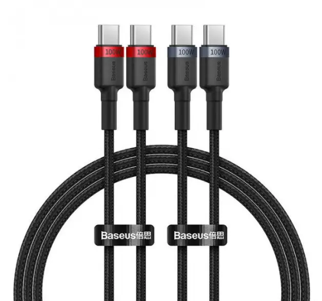 Кабель BASEUS Cafule Series Cable Type-C to Type-C 100W 2pcs P10318306003-00 1 м Red Black/Grey Black