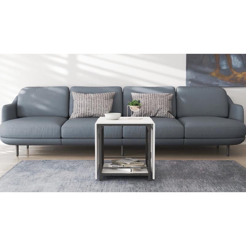 Стіл журнальний трансформер Ferrum-decor Kub Kombo Чорний метал ДСП Білий (FRD-105150) - фото 3