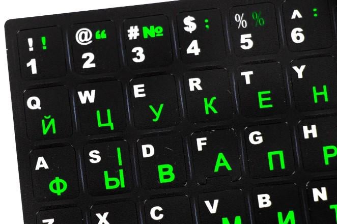 Наклейки на клавіатуру ENG/RU/UA Green (719-1) - фото 2 Наклейки на клавіатуру ENG/RU/UA Green (719-1) - фото 2