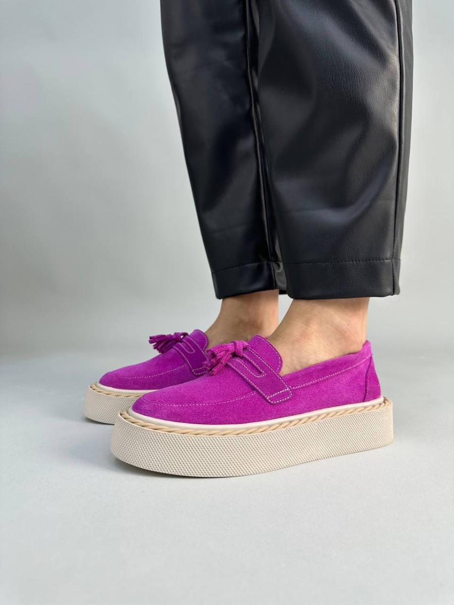 Лоферы женские замшевые р. 41 Фуксия (8530-1/41)