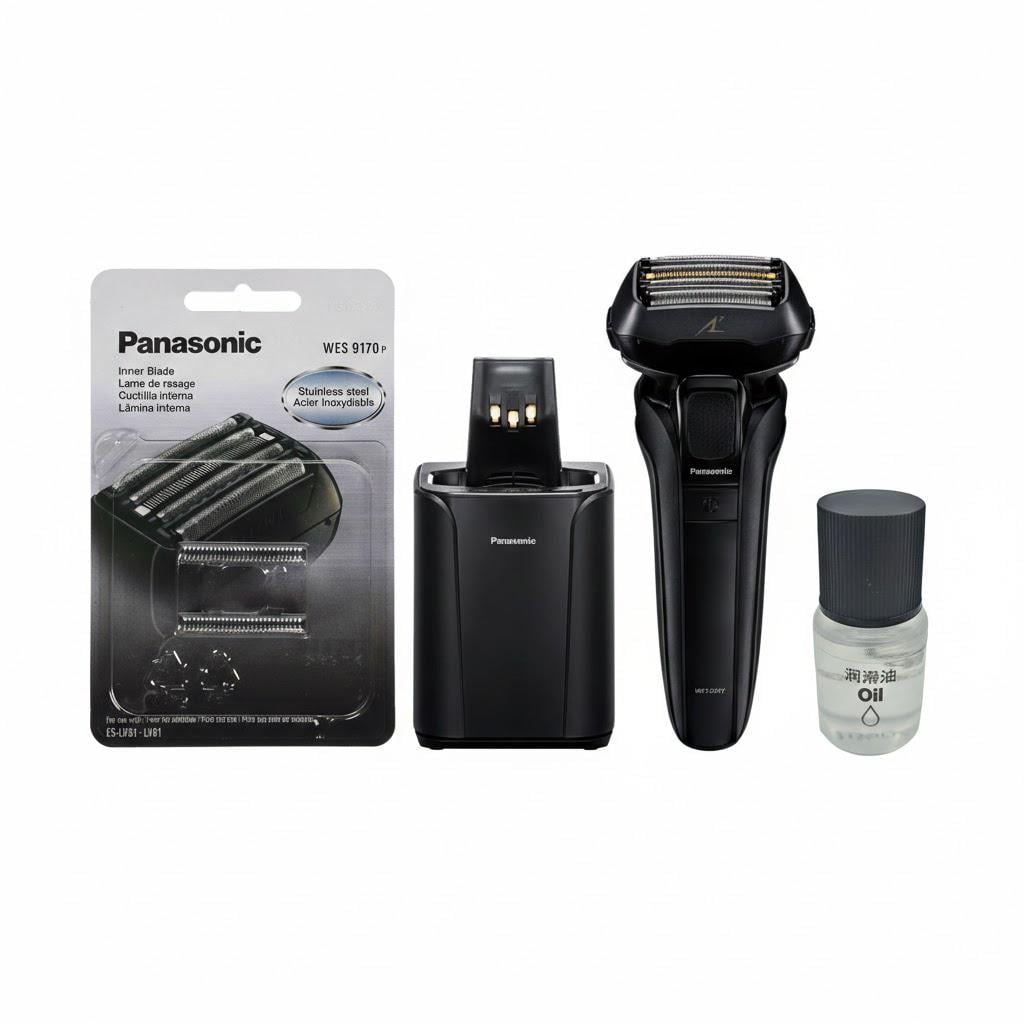 Электробритва Panasonic ES-LV9U-K820-AS3 с дополнительным набором из лезвий WES-9170Y-1361 и маслом WES-8196X-7911 (32362452)
