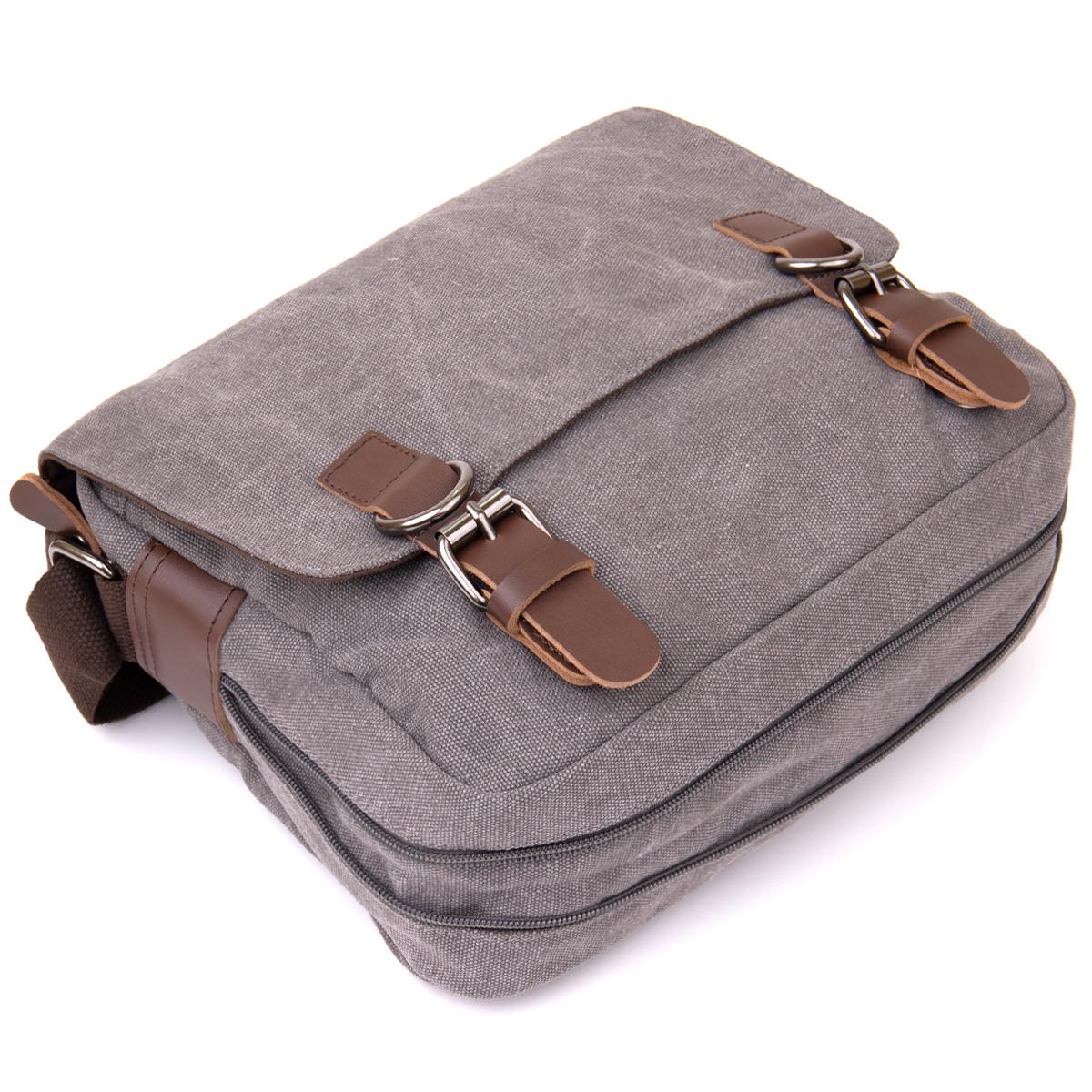 Сумка-мессенджер Vintage Youth Bag 20605 текстиль Серый - фото 4