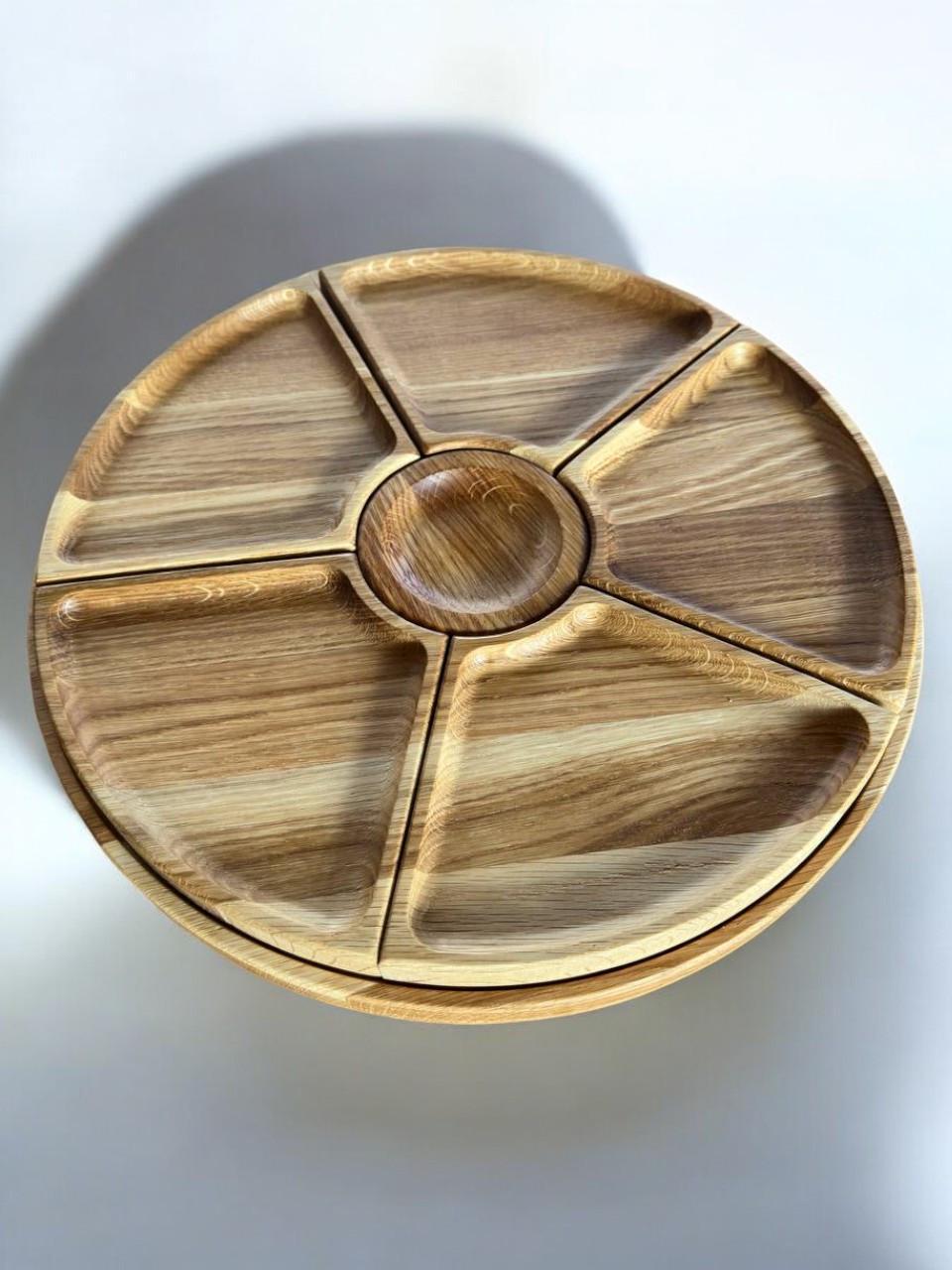 Менажница дубовая 5 секций и соус 35 см (1838572203)